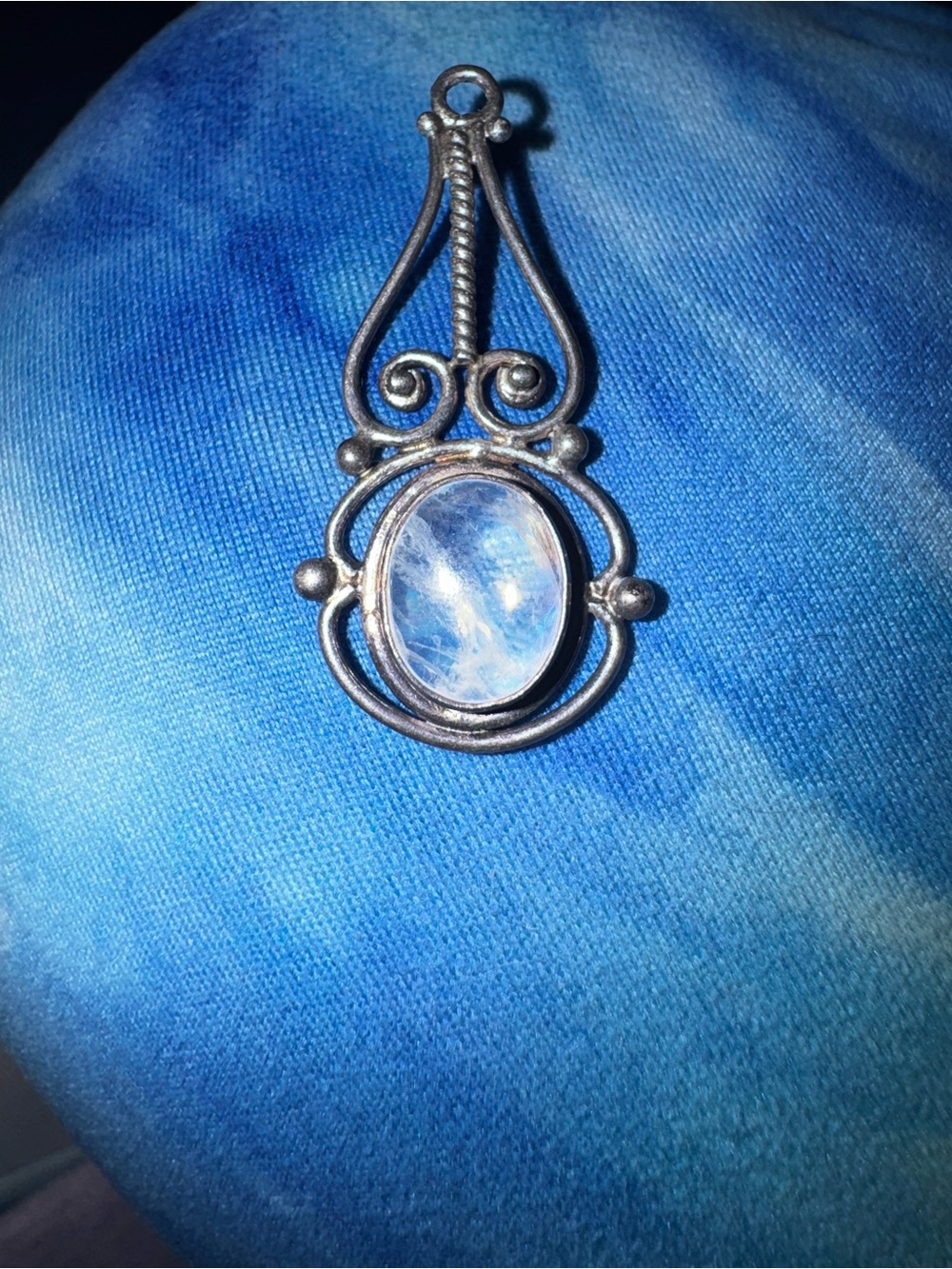 Silver Rainbow Moonstone Pendant ( not stamped)